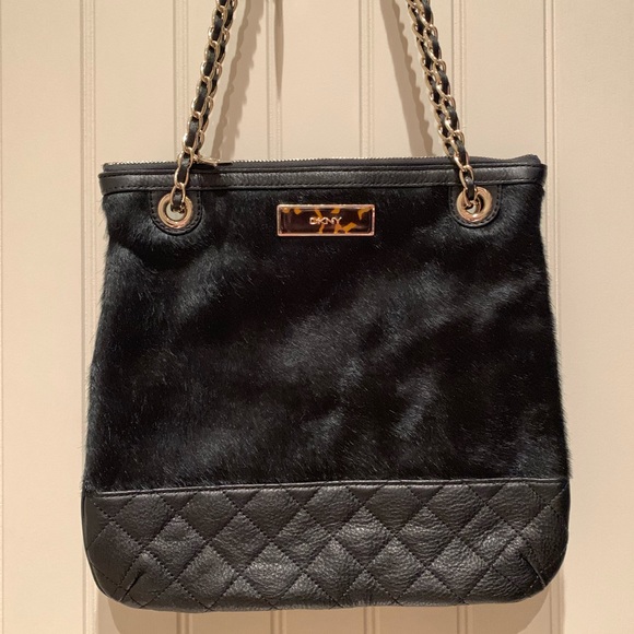 Dkny Handbags - NEW DKNY Black Fur/Faux Leather Bag!